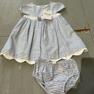Mayoral Baby girl dress with bloomers 12 months new with tags